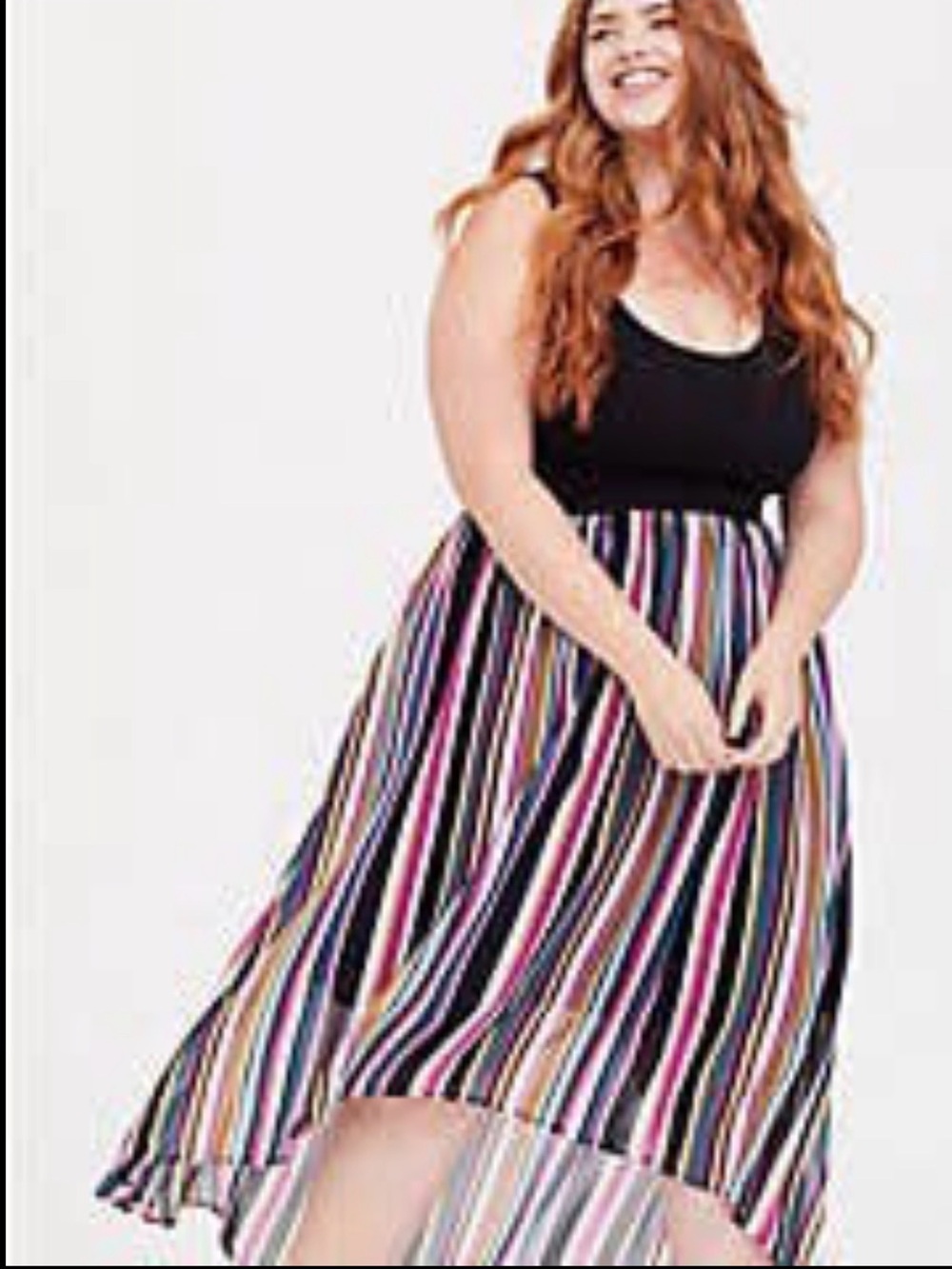 torrid Black Tank Maxi Dress with Multicolor Striped Skirt